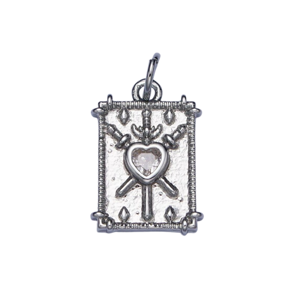 Silver Three of Swords Charm