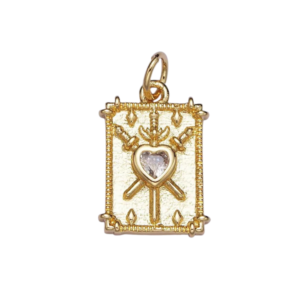 Gold Three of Swords Charm