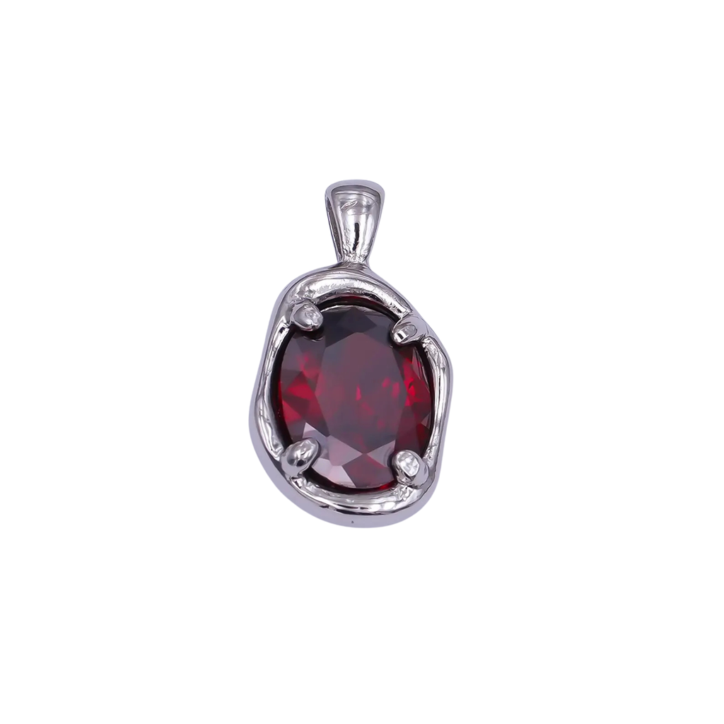 Silver Red Gemstone