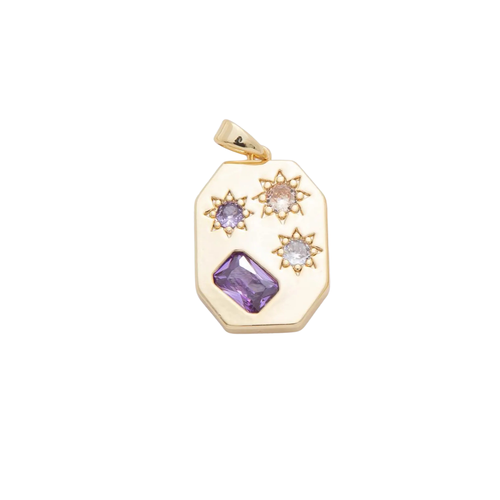 Purple Gemstone and Stars Charm