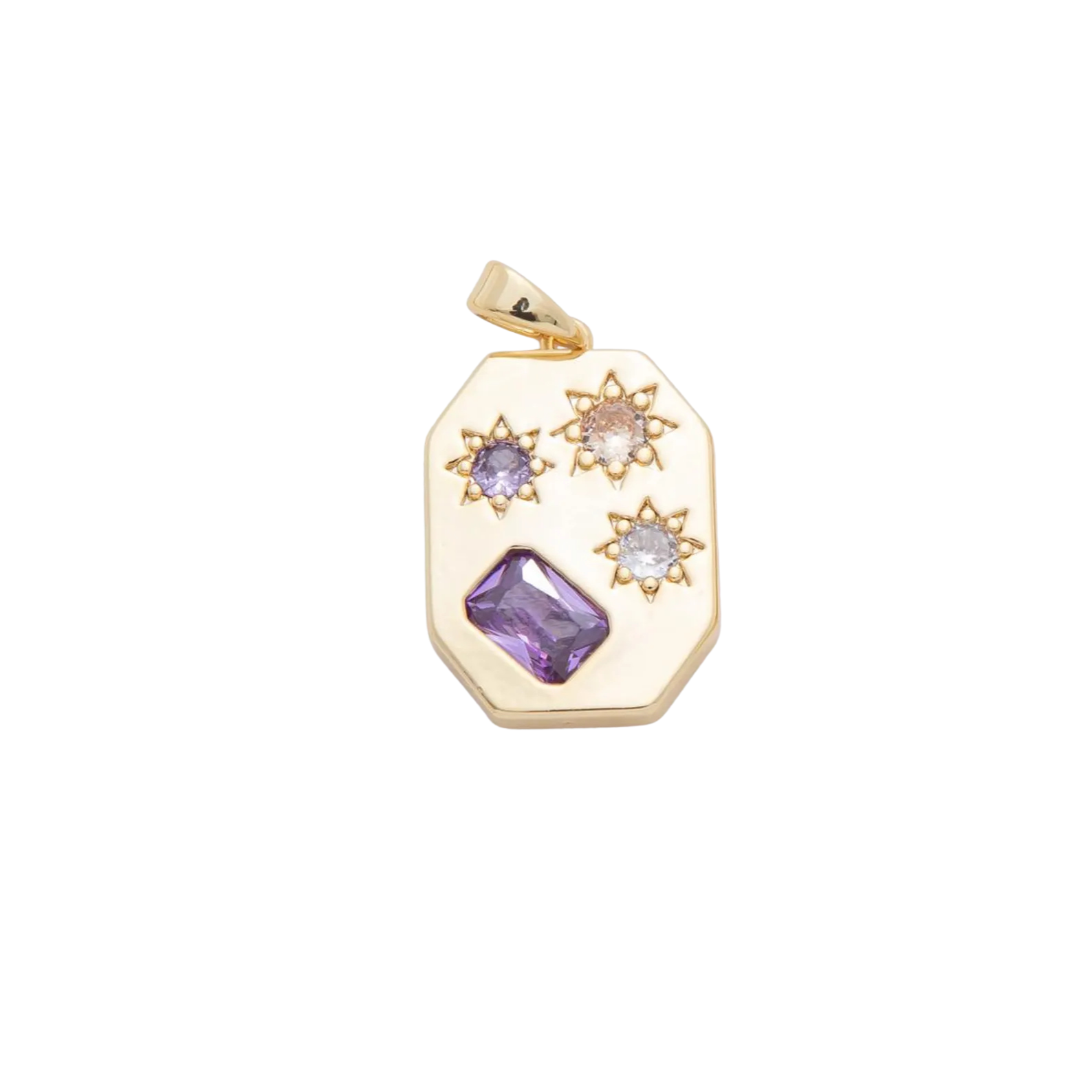 Purple Gemstone and Stars Charm