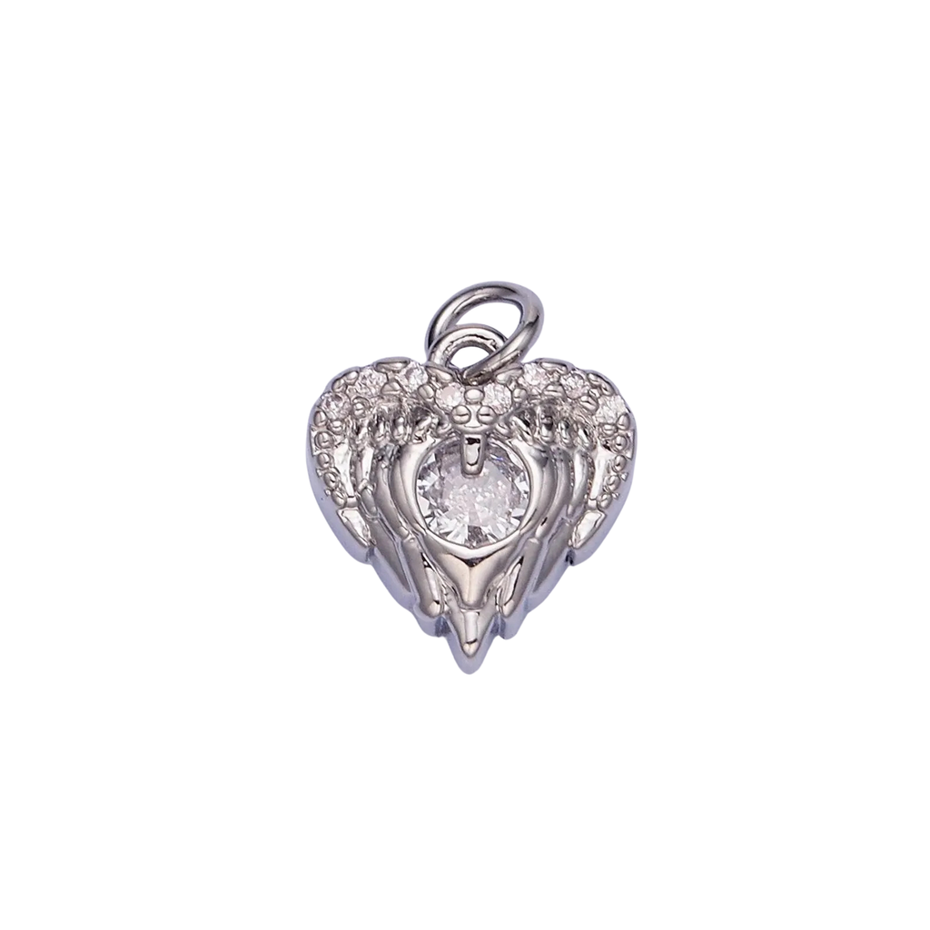 Silver Wing Heart Charm