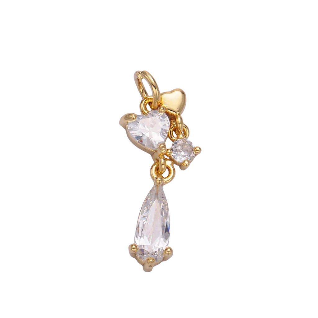 Gold Heart Gemstone Drop Charm