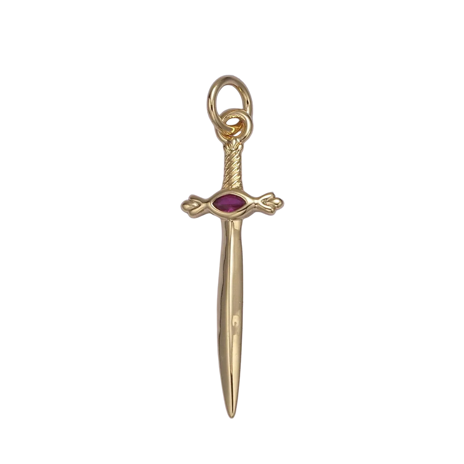 Gold Red Gemstone Sword Charm