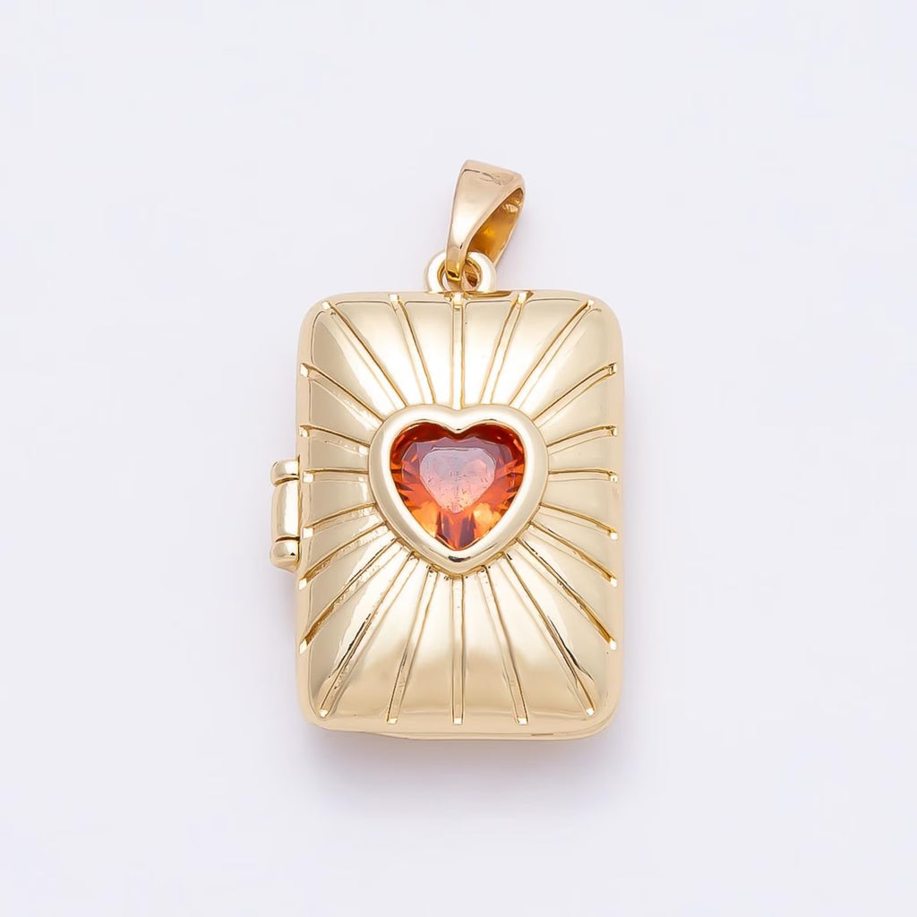 Orange Heart Locket Charm