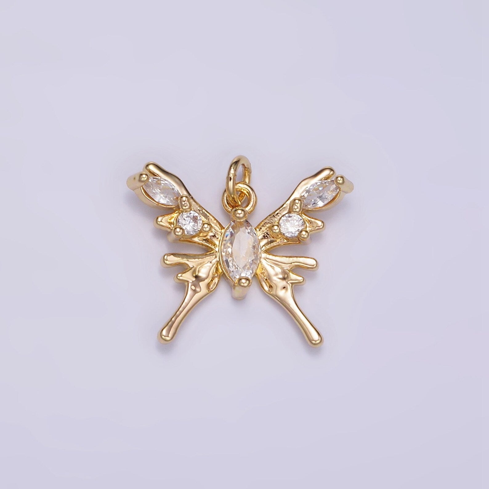 Gold Clear Gemstone Butterfly