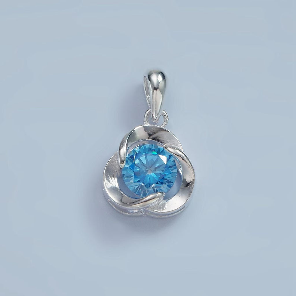 Bright Blue Gemstone Sterling Silver Charm