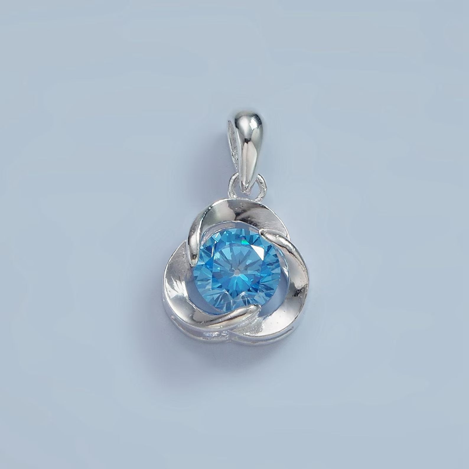 Bright Blue Gemstone Sterling Silver Charm