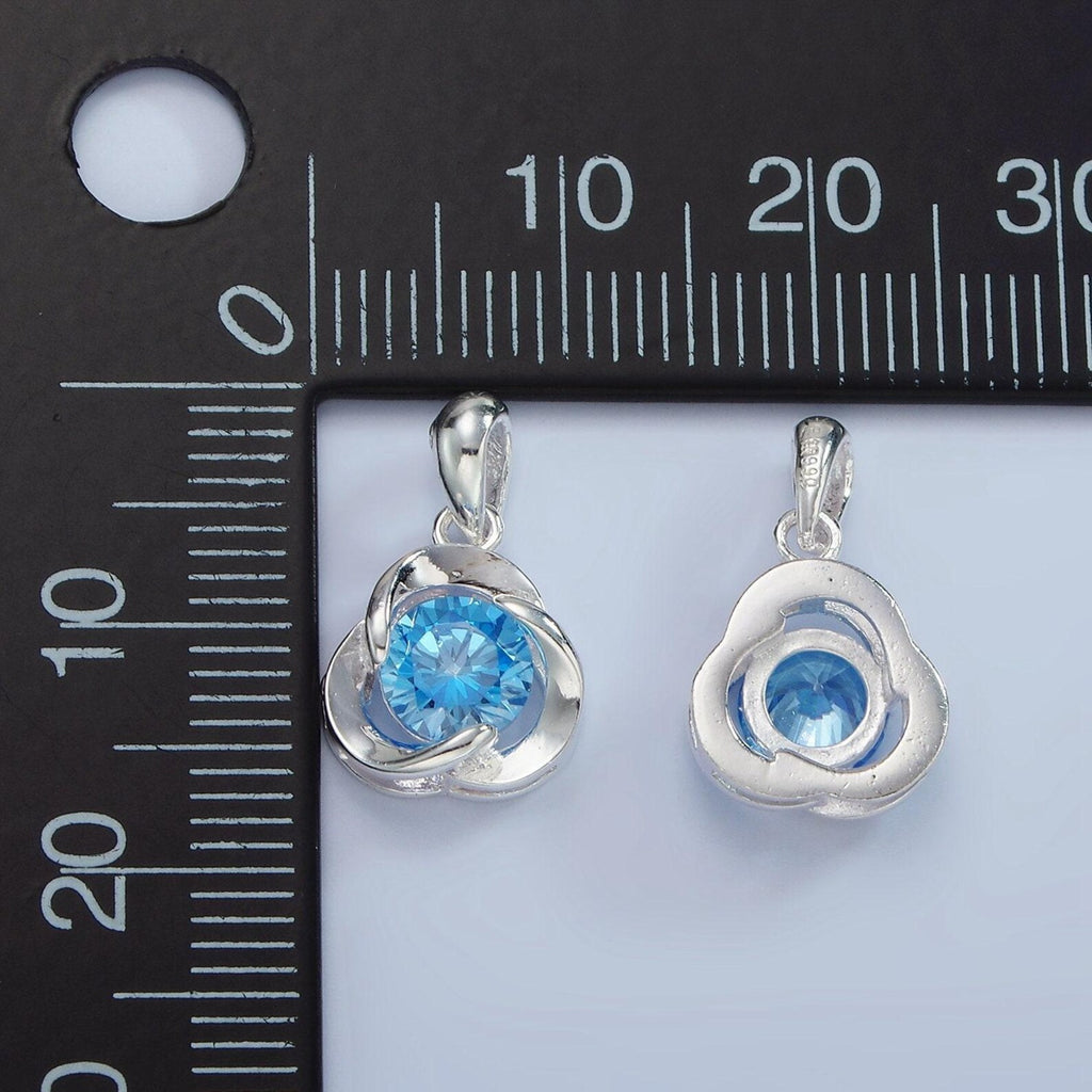 Bright Blue Gemstone Sterling Silver Charm