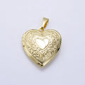 Gold Engraved Heart Locket Charm