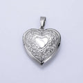 Silver Engraved Heart Locket Charm