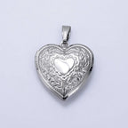 Silver Engraved Heart Locket Charm