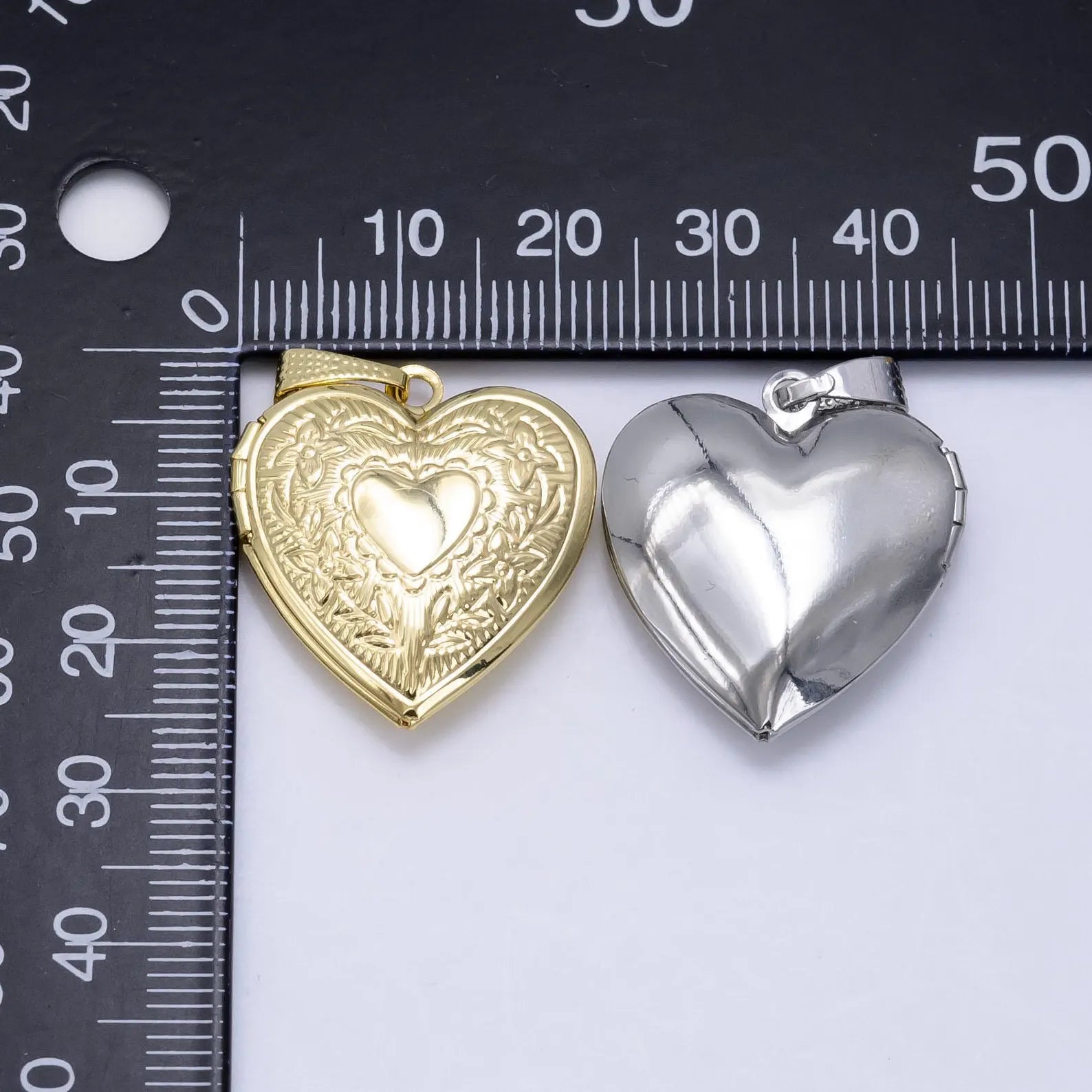 Gold Engraved Heart Locket Charm
