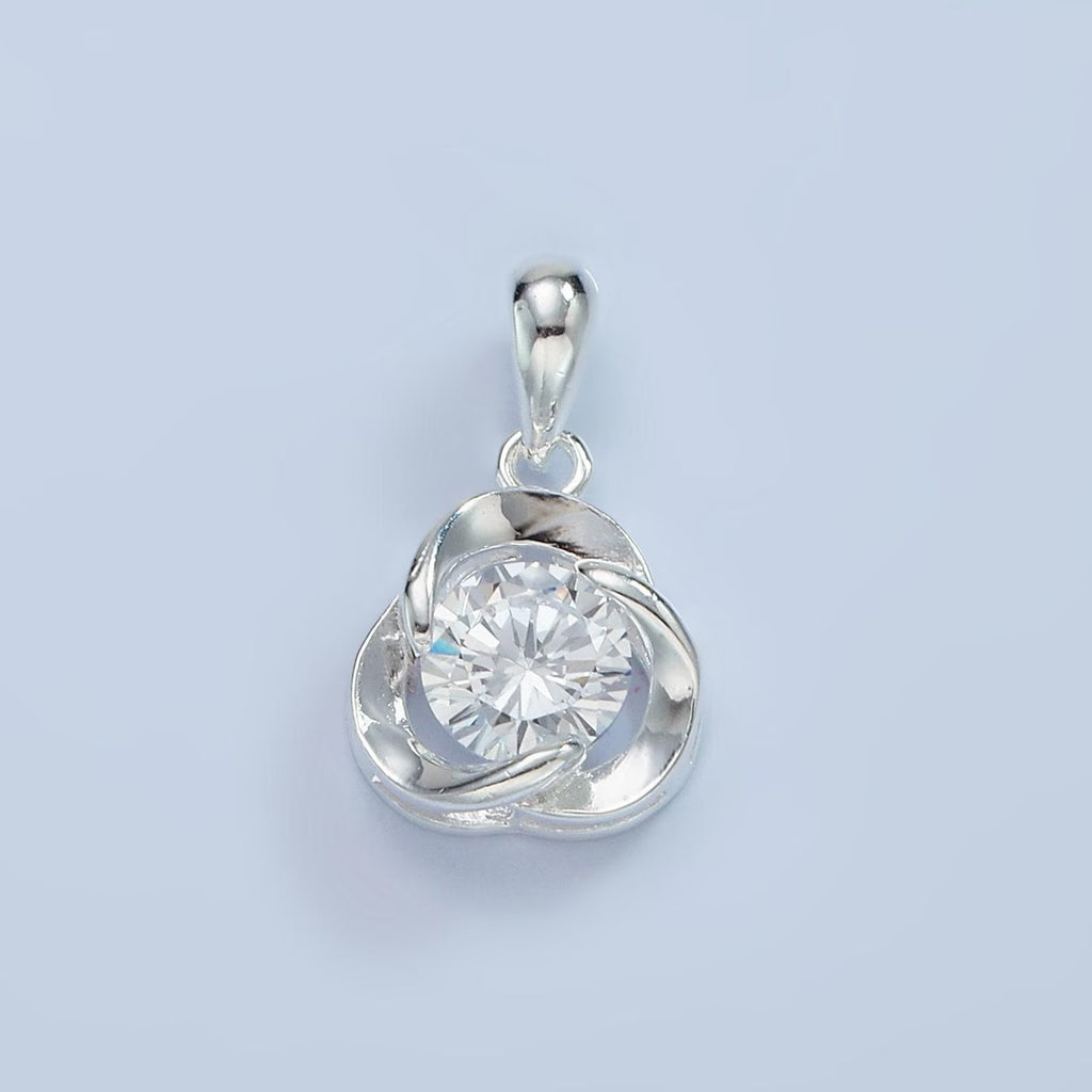 Clear Gemstone Sterling Silver Charm