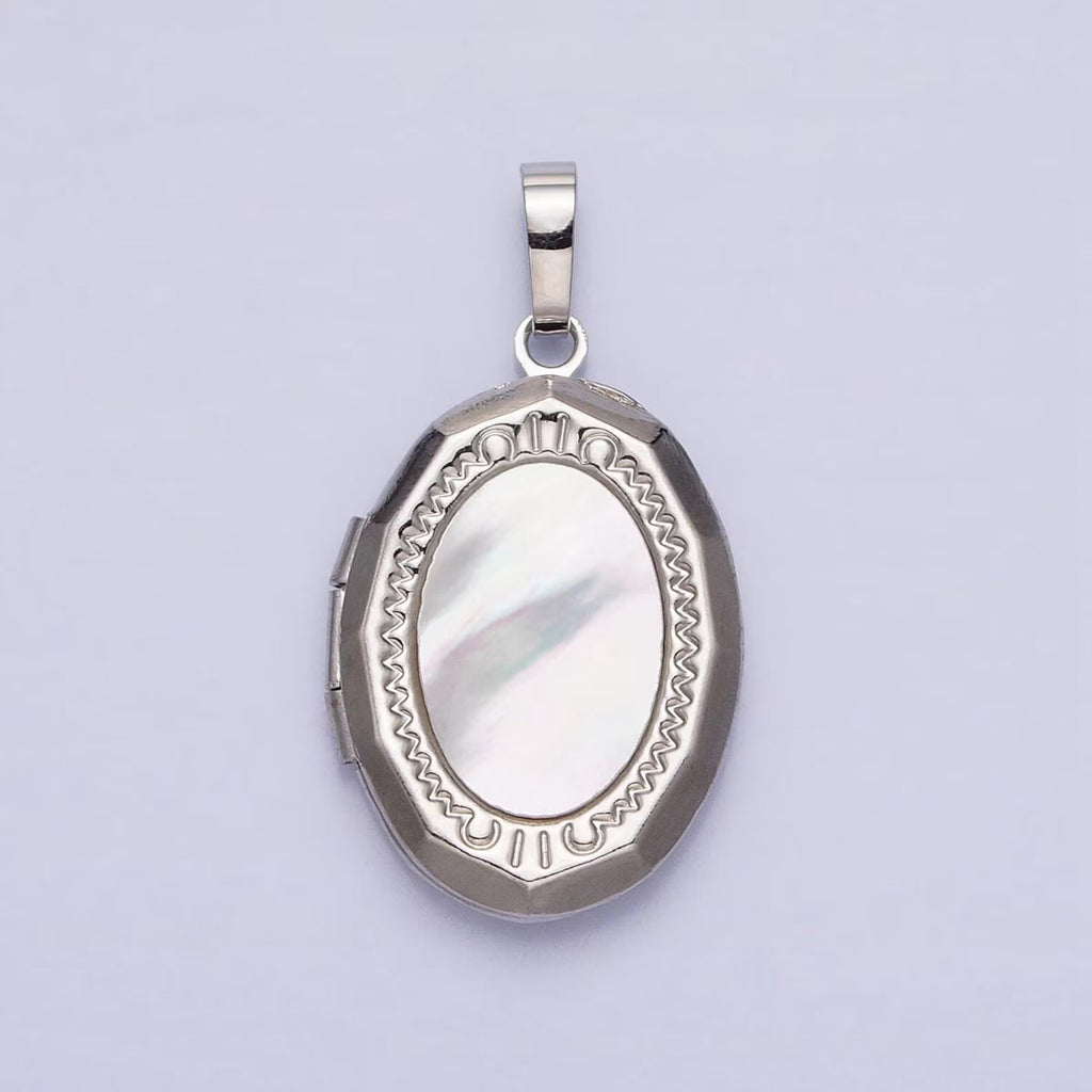 Silver Oval Pearl Locket