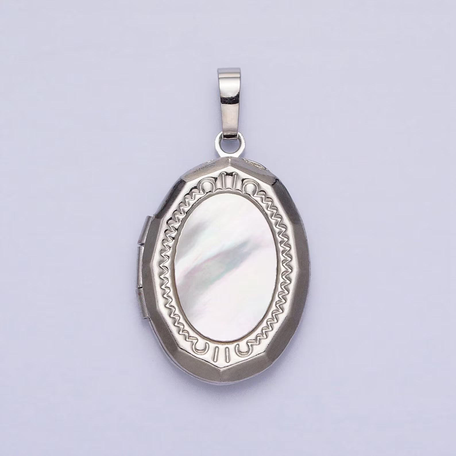 Silver Oval Pearl Locket