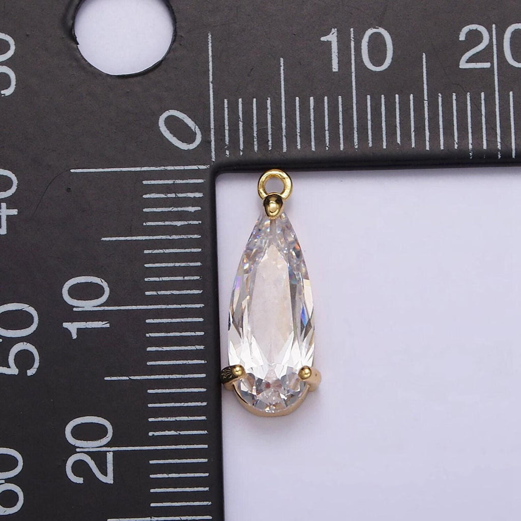 Large Silver Clear Teardrop Charm
