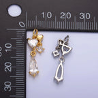 Silver Heart Gemstone Drop Charm