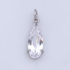 Large Silver Clear Teardrop Charm