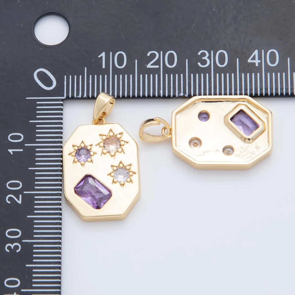 Purple Gemstone and Stars Charm