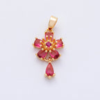 Dainty Red Flower Cubic Zircona