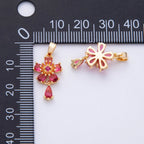 Dainty Red Flower Cubic Zircona