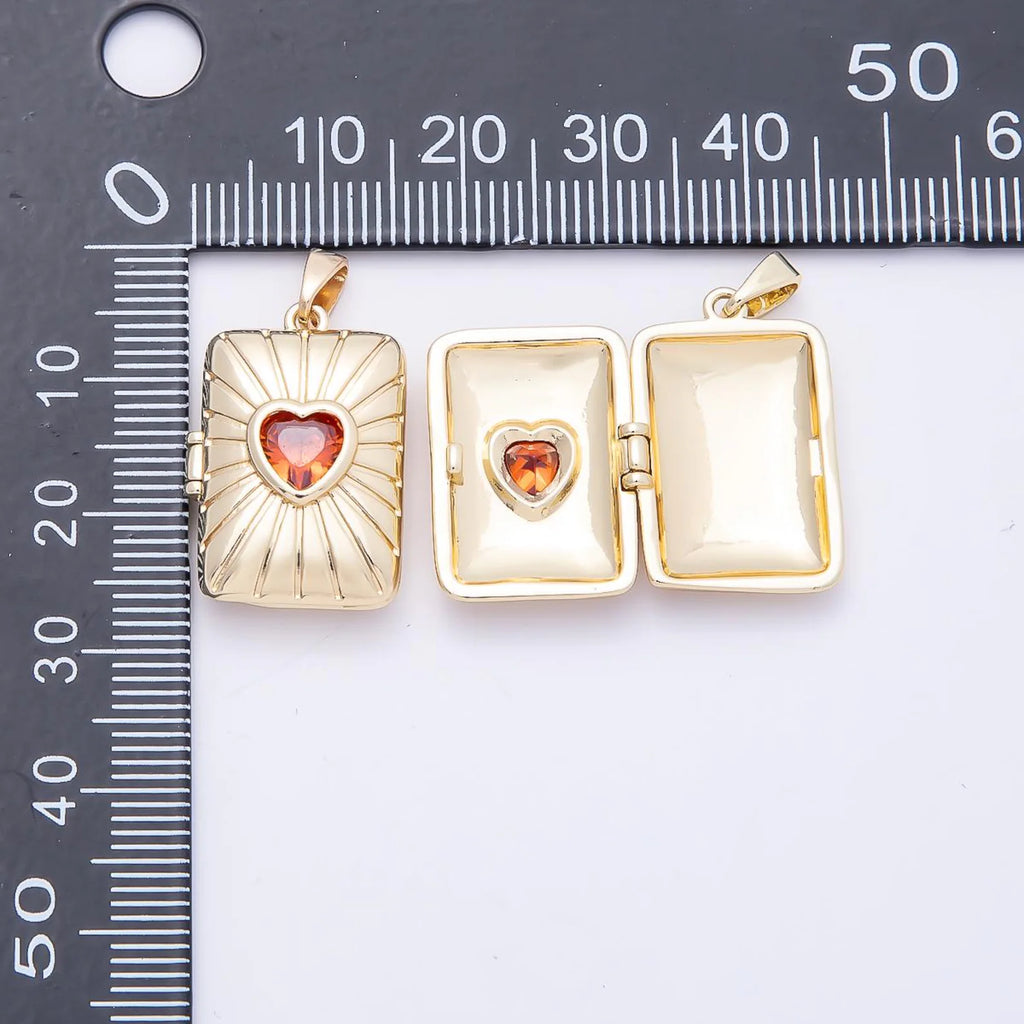 Orange Heart Locket Charm