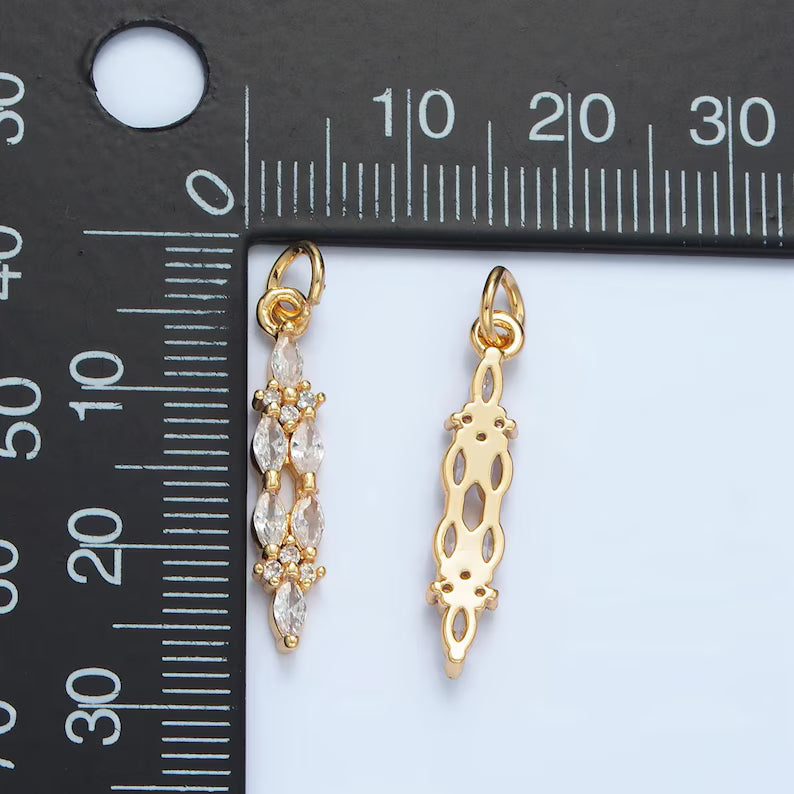 Long Marquis Gemstone Charm